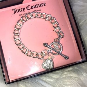 New! Juicy Couture silver crystal heart bracelet